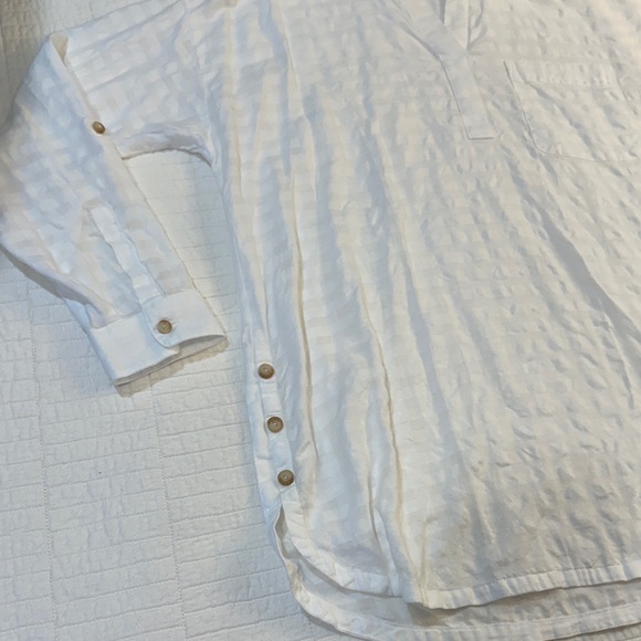J. Jill Medium white tunic long sleeve collared shirt EUC Cotton Natural Fibers - Picture 4 of 7
